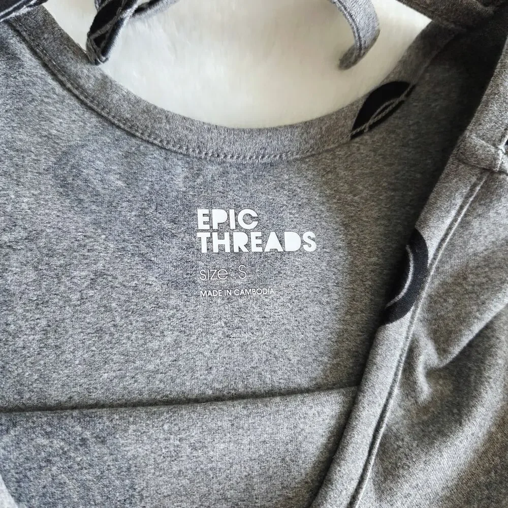 Epic Threads Gray Long Sleeve Heart Print Tiered Dress Kids Size 6